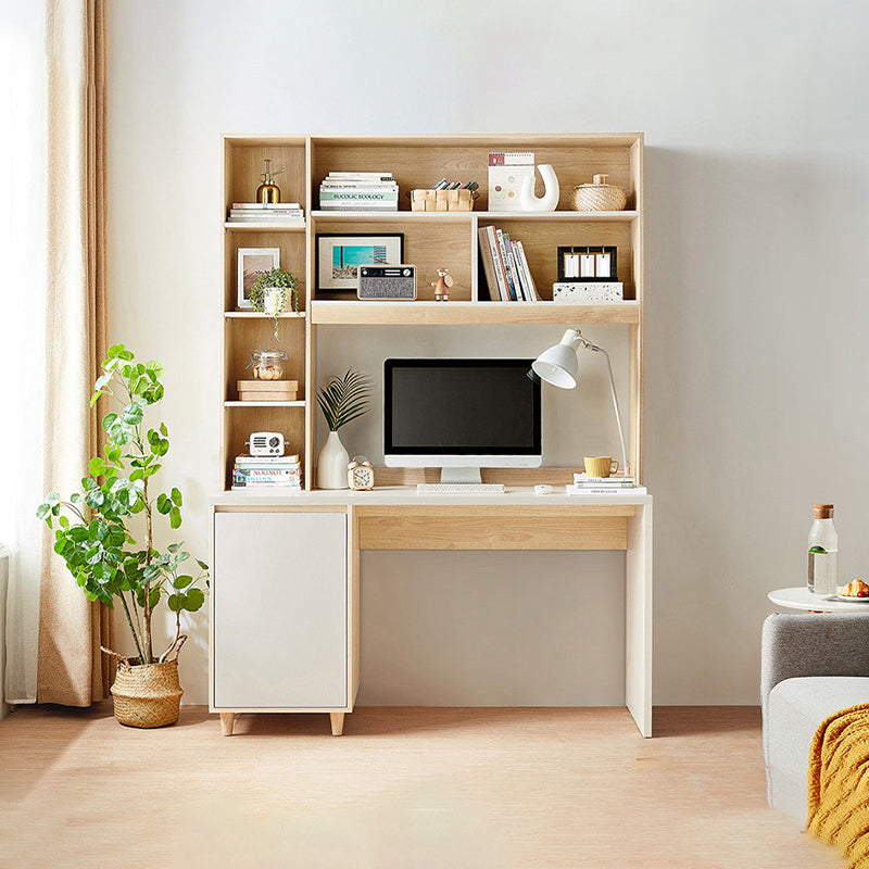 Gestion du câble contemporain bureau de bureau à domicile avec étagères de rangement