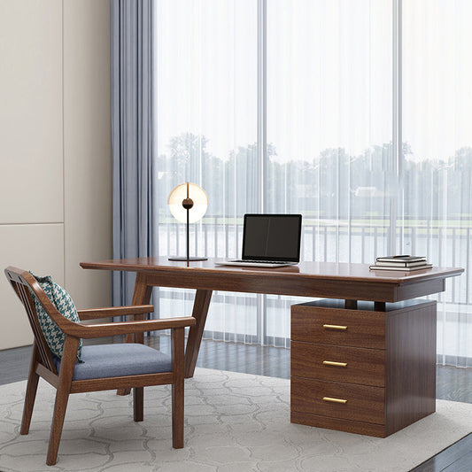 Piède de noix piédestal à domicile bureau bureau marron avec 3 tiroirs