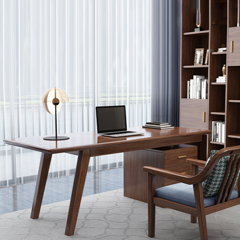 Piède de noix piédestal à domicile bureau bureau marron avec 3 tiroirs