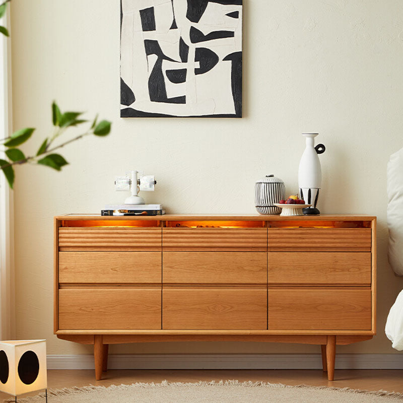 Contemporánea tocador doble horizontal de almacenamiento de madera para dormitorio para dormitorio