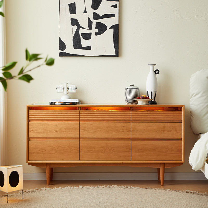 Contemporánea tocador doble horizontal de almacenamiento de madera para dormitorio para dormitorio