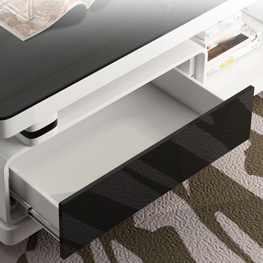 Glass TV Media Stand Contemporary Stand Console with Drawers Clearhalo 'furn' 'furn_tv_stands_entertainment_centers' 'Furniture' 'Living Room Furniture' 'TV Stands & Entertainment Centers' 'TV Stands & Media Storage Furniture' 'tv_stands_entertainment_centers' 7416206