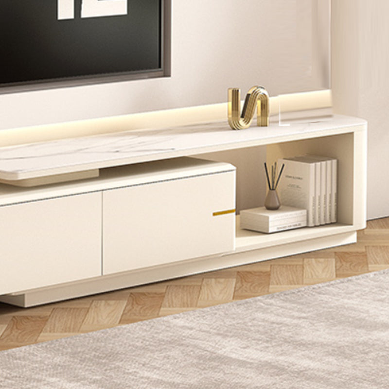 White TV Stand Console Contemporary Media Console with Drawers Clearhalo 'furn' 'furn_tv_stands_entertainment_centers' 'Furniture' 'Living Room Furniture' 'TV Stands & Entertainment Centers' 'TV Stands & Media Storage Furniture' 'tv_stands_entertainment_centers' 7416215