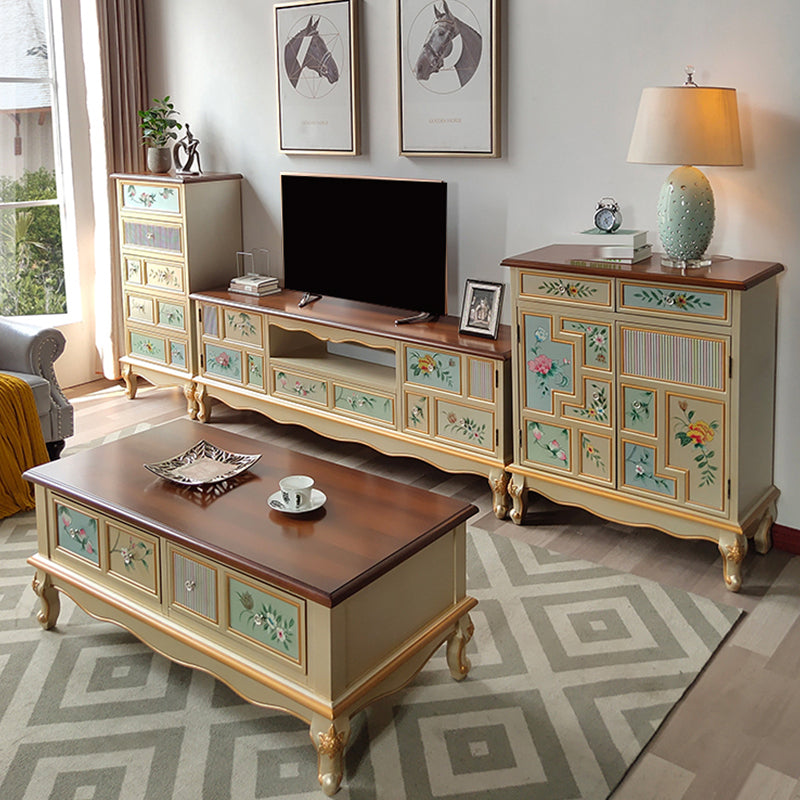 Wooden TV Media Console Glam Media Console TV Stand with 2 Drawers Clearhalo 'furn' 'furn_tv_stands_entertainment_centers' 'Furniture' 'Living Room Furniture' 'TV Stands & Entertainment Centers' 'TV Stands & Media Storage Furniture' 'tv_stands_entertainment_centers' 7416218