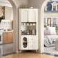 Contemporary Dining Hutch Glass Doors Faux Wood Storage Cabinet for Living Room 24"L x 24"W x 75"H White Clearhalo 'Display & China Cabinets' 'display_china_cabinets' 'furn' 'furn_display_china_cabinets' 'Furniture' 'Kitchen & Dining Furniture' 7416282