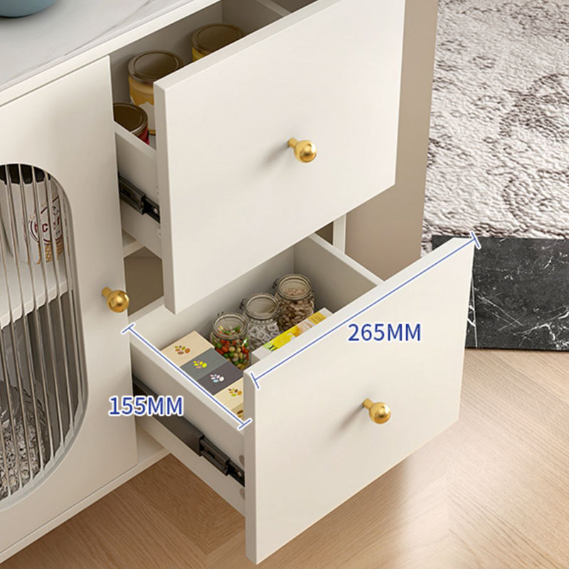 Contemporary Dining Hutch Glass Doors Faux Wood Storage Cabinet for Living Room Clearhalo 'Display & China Cabinets' 'display_china_cabinets' 'furn' 'furn_display_china_cabinets' 'Furniture' 'Kitchen & Dining Furniture' 7416292