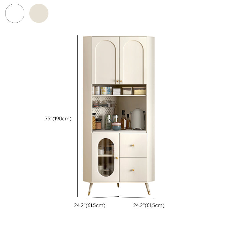 Contemporary Dining Hutch Glass Doors Faux Wood Storage Cabinet for Living Room Clearhalo 'Display & China Cabinets' 'display_china_cabinets' 'furn' 'furn_display_china_cabinets' 'Furniture' 'Kitchen & Dining Furniture' 7416295