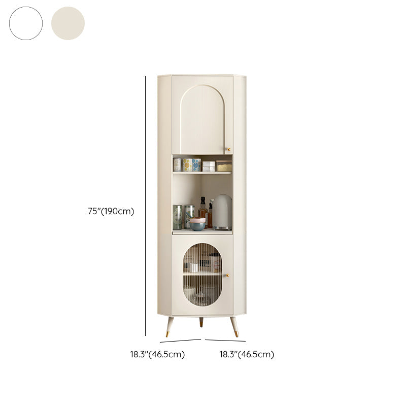 Contemporary Dining Hutch Glass Doors Faux Wood Storage Cabinet for Living Room Clearhalo 'Display & China Cabinets' 'display_china_cabinets' 'furn' 'furn_display_china_cabinets' 'Furniture' 'Kitchen & Dining Furniture' 7416296