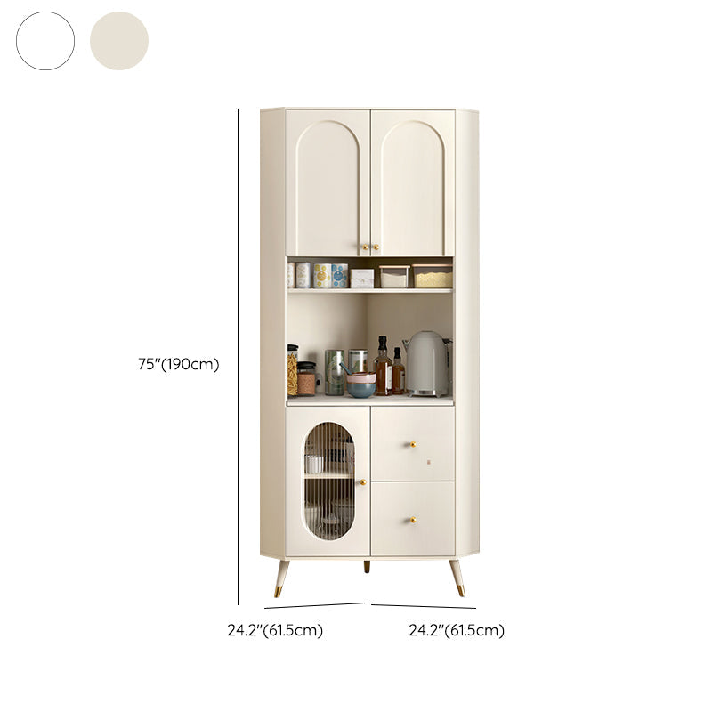 Contemporary Dining Hutch Glass Doors Faux Wood Storage Cabinet for Living Room Clearhalo 'Display & China Cabinets' 'display_china_cabinets' 'furn' 'furn_display_china_cabinets' 'Furniture' 'Kitchen & Dining Furniture' 7416297