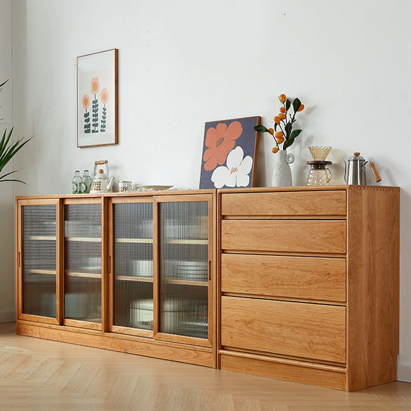 Moderne dressoir kersenglazen deuren dressoirbuffet met deuren voor eetkamer