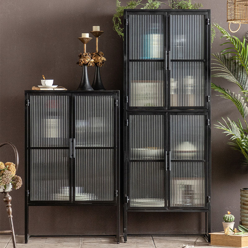 Puerto de vidrio de estilo contemporáneo aparador de buffet de metal para el hogar