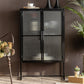 Puerto de vidrio de estilo contemporáneo aparador de buffet de metal para el hogar