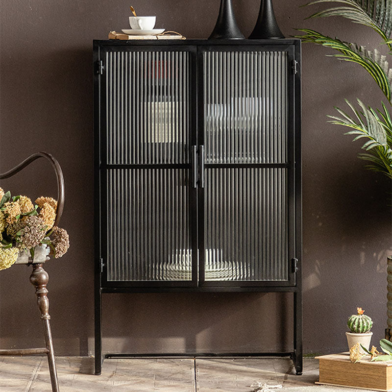 Puerto de vidrio de estilo contemporáneo aparador de buffet de metal para el hogar