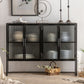 Puerto de vidrio de estilo contemporáneo aparador de buffet de metal para el hogar