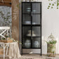 Puerto de vidrio de estilo contemporáneo aparador de buffet de metal para el hogar