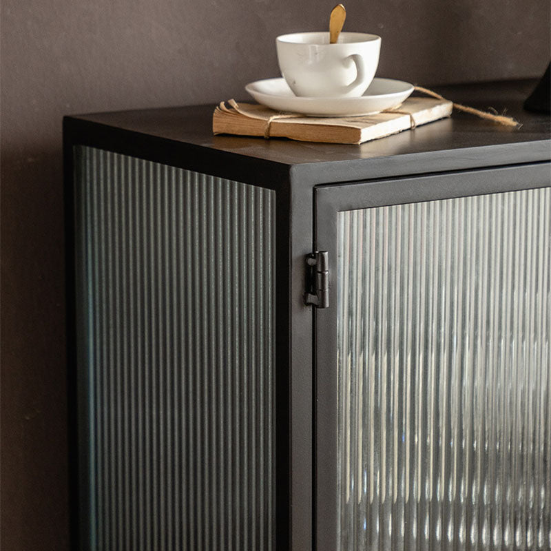 Puerto de vidrio de estilo contemporáneo aparador de buffet de metal para el hogar