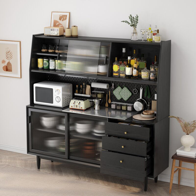 Puertas correderas contemporáneas Mesa de buffet de madera maciza con 3 cajones