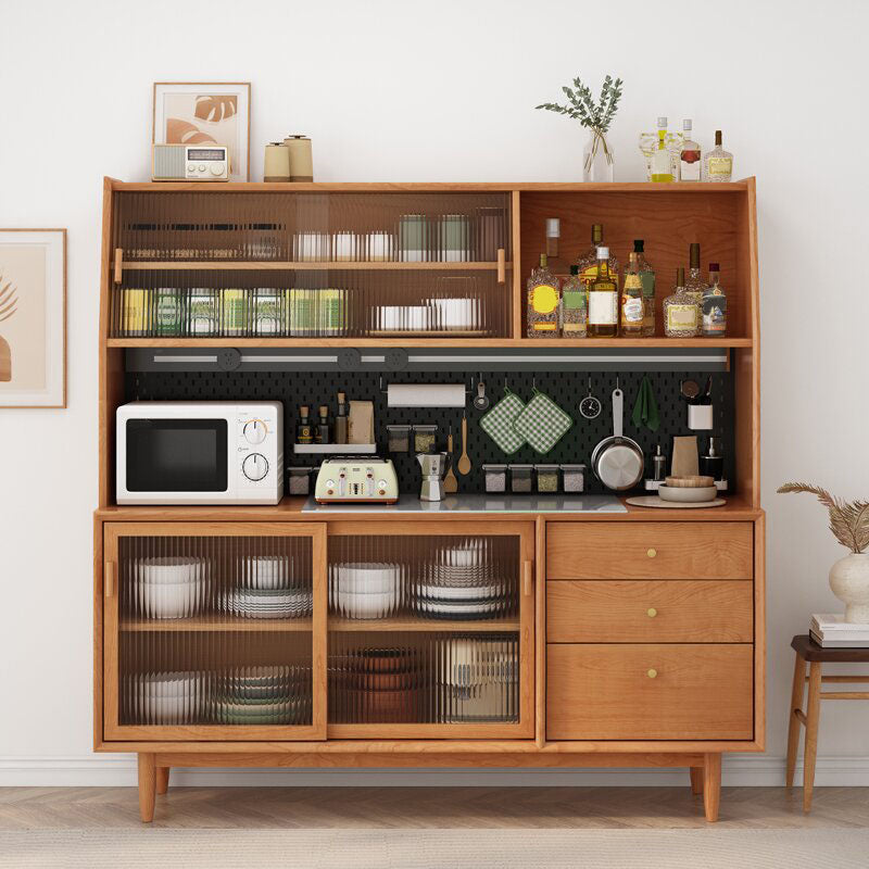 Puertas correderas contemporáneas Mesa de buffet de madera maciza con 3 cajones