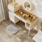 Contemporary Brown Glass Vanity Table with Stool Drawers Included Dressing Table