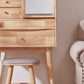 Scandinavian Dressing Table with Mirror and 4-Drawers Solid Wood