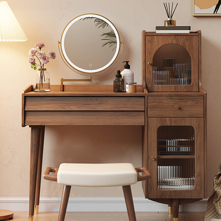 Scandinavian Solid Wood Table Makeup Vanity with Drawers for Bedroom Clearhalo 'Bedroom Furniture' 'furn' 'furn_makeup_vanities' 'Furniture' 'Makeup Vanities' 'makeup_vanities' 7417592