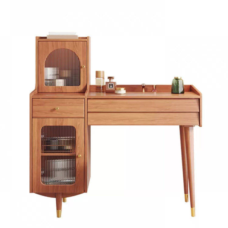 Scandinavian Solid Wood Table Makeup Vanity with Drawers for Bedroom Makeup Vanity Natural Left Clearhalo 'Bedroom Furniture' 'furn' 'furn_makeup_vanities' 'Furniture' 'Makeup Vanities' 'makeup_vanities' 7417595