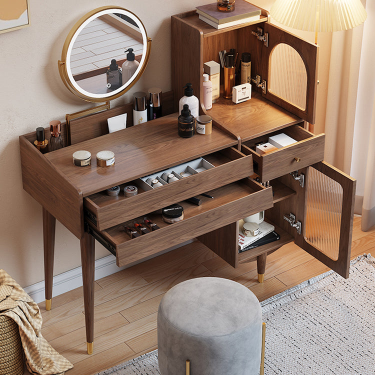 Scandinavian Solid Wood Table Makeup Vanity with Drawers for Bedroom Clearhalo 'Bedroom Furniture' 'furn' 'furn_makeup_vanities' 'Furniture' 'Makeup Vanities' 'makeup_vanities' 7417596