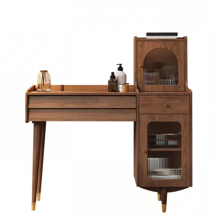 Scandinavian Solid Wood Table Makeup Vanity with Drawers for Bedroom Makeup Vanity Brown Right Clearhalo 'Bedroom Furniture' 'furn' 'furn_makeup_vanities' 'Furniture' 'Makeup Vanities' 'makeup_vanities' 7417597