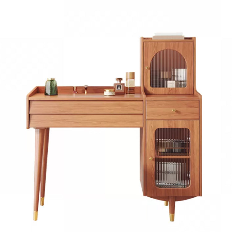 Scandinavian Solid Wood Table Makeup Vanity with Drawers for Bedroom Makeup Vanity Natural Right Clearhalo 'Bedroom Furniture' 'furn' 'furn_makeup_vanities' 'Furniture' 'Makeup Vanities' 'makeup_vanities' 7417598