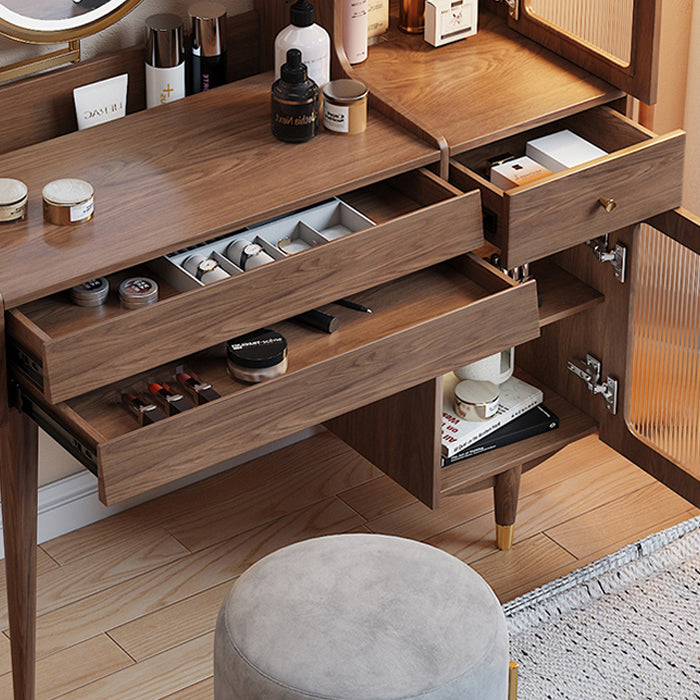 Scandinavian Solid Wood Table Makeup Vanity with Drawers for Bedroom Clearhalo 'Bedroom Furniture' 'furn' 'furn_makeup_vanities' 'Furniture' 'Makeup Vanities' 'makeup_vanities' 7417606