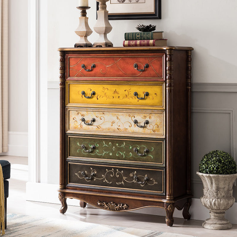 Midden-eeuwse moderne houten borst rechthoek accentkist met laden