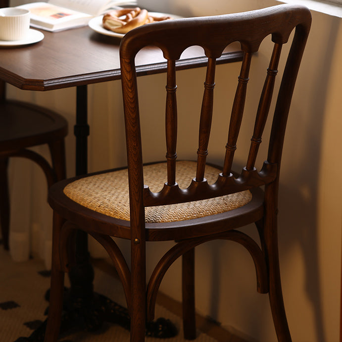 Moderne stijl eetkamerstoel massief houten lat achterzijde stoel voor eetkamer
