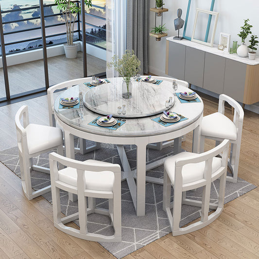 Faux Marble Dining Table Round Pedestal Dining Site Table for Home Clearhalo 'Dining Tables & Seating' 'Dining Tables' 'dining_table' 'furn' 'furn_dining_table' 'Furniture' 'Kitchen & Dining Furniture' 7418315