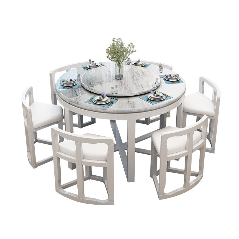 Faux Marble Dining Table Round Pedestal Dining Site Table for Home