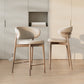 Solid Wood Dining Stools Low Back Upholstered Bar Stools with Footrest