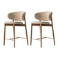 Solid Wood Dining Stools Low Back Upholstered Bar Stools with Footrest