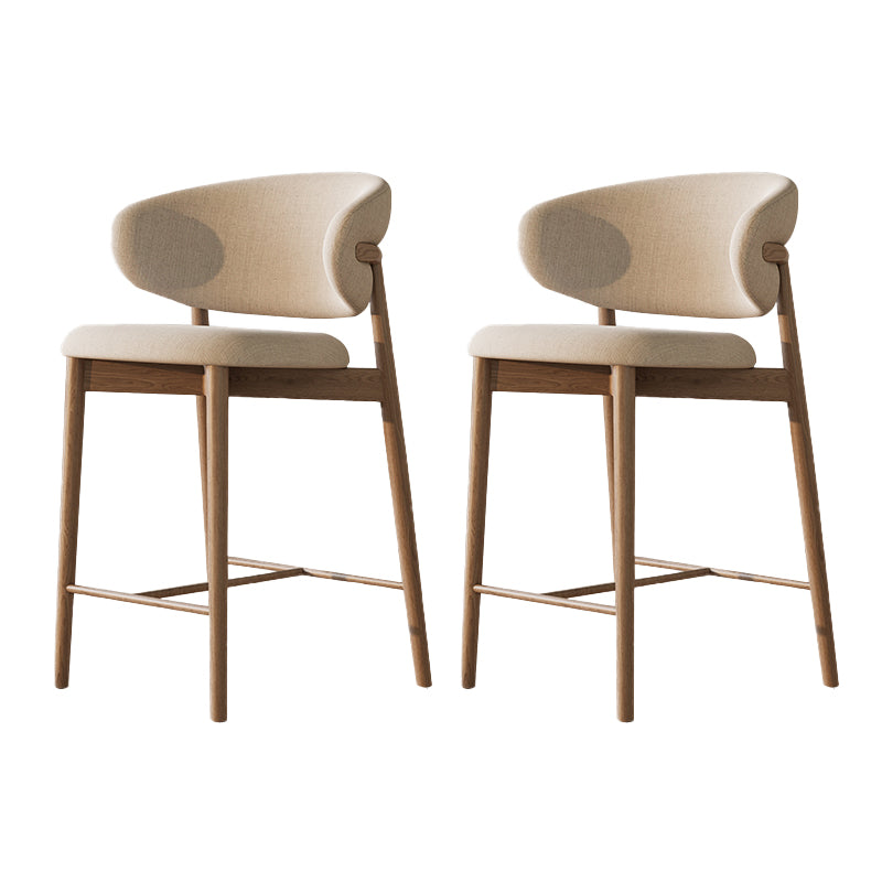 Solid Wood Dining Stools Low Back Upholstered Bar Stools with Footrest