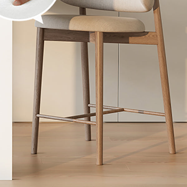 Solid Wood Dining Stools Low Back Upholstered Bar Stools with Footrest