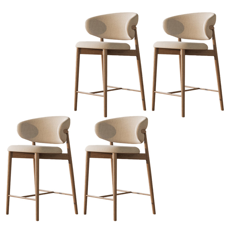 Solid Wood Dining Stools Low Back Upholstered Bar Stools with Footrest