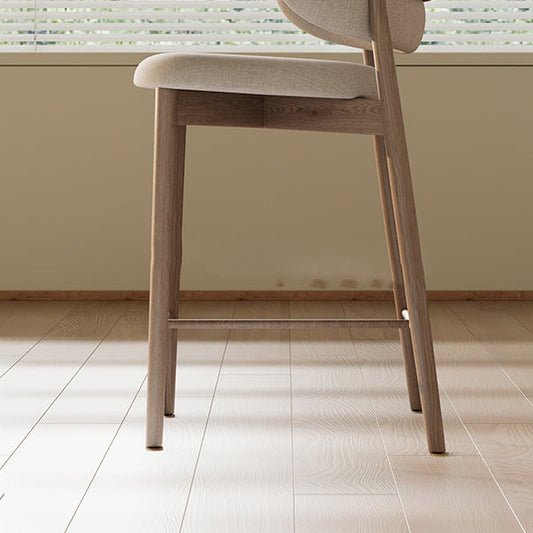 Solid Wood Dining Stools Low Back Upholstered Bar Stools with Footrest