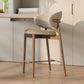 Solid Wood Dining Stools Low Back Upholstered Bar Stools with Footrest