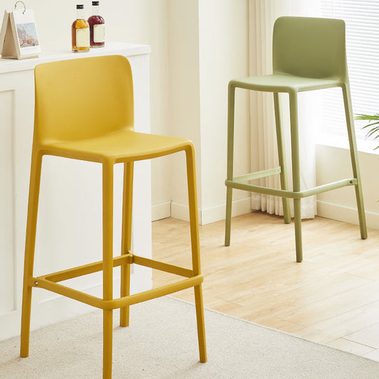 Plastic Armless Dining Stools Low Back Bar Stools with Footrest