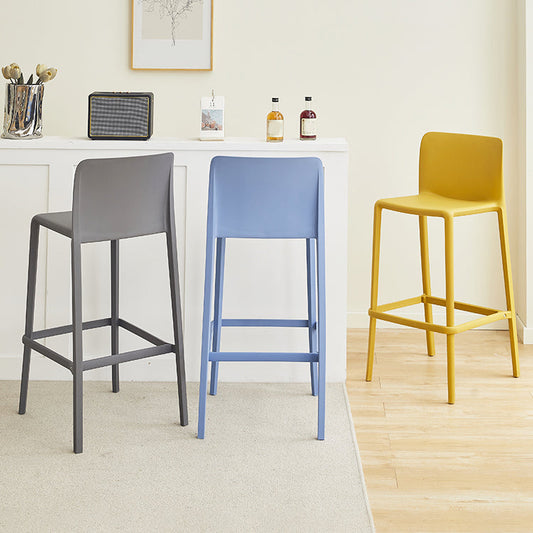 Plastic Armless Dining Stools Low Back Bar Stools with Footrest