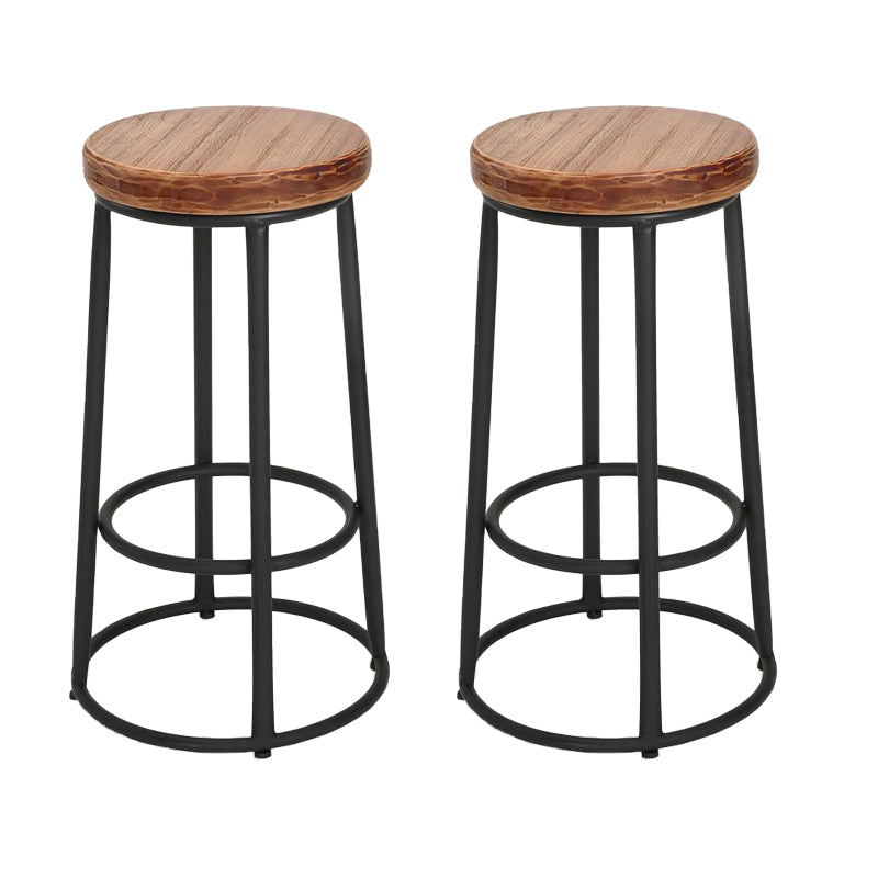 Backless Dining Stool Round Armless Bar Stool with Metal Base 2 Piece Set Non-Upholstered Clearhalo 'Bar Furniture' 'Bar Stools' 'bar_stools' 'furn' 'furn_bar_stools' 'Furniture' 'Kitchen & Dining Furniture' 7419254