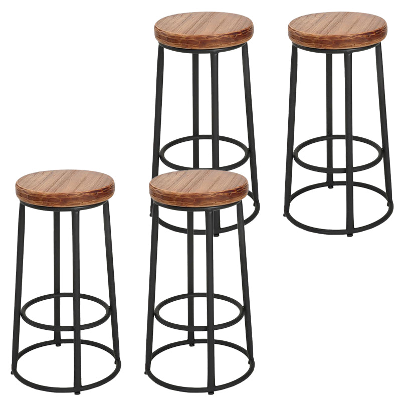 Backless Dining Stool Round Armless Bar Stool with Metal Base 4 Piece Set Non-Upholstered Clearhalo 'Bar Furniture' 'Bar Stools' 'bar_stools' 'furn' 'furn_bar_stools' 'Furniture' 'Kitchen & Dining Furniture' 7419255