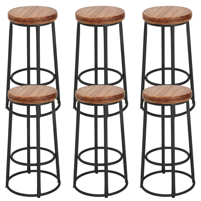 Backless Dining Stool Round Armless Bar Stool with Metal Base 6 Piece Set Non-Upholstered Clearhalo 'Bar Furniture' 'Bar Stools' 'bar_stools' 'furn' 'furn_bar_stools' 'Furniture' 'Kitchen & Dining Furniture' 7419258
