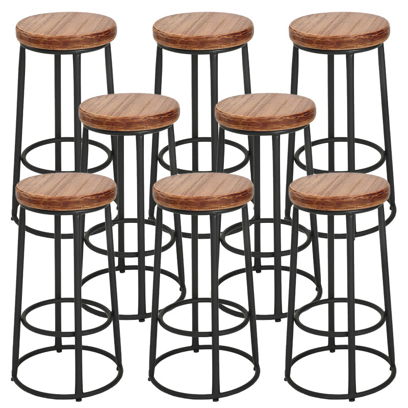 Backless Dining Stool Round Armless Bar Stool with Metal Base 8 Piece Set Non-Upholstered Clearhalo 'Bar Furniture' 'Bar Stools' 'bar_stools' 'furn' 'furn_bar_stools' 'Furniture' 'Kitchen & Dining Furniture' 7419259