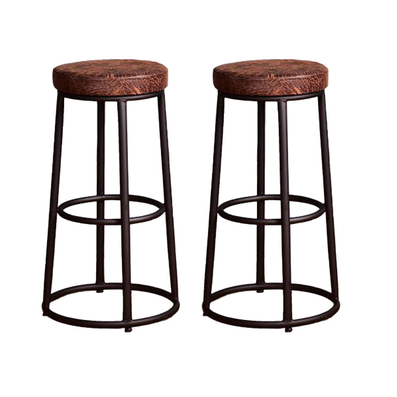 Backless Dining Stool Round Armless Bar Stool with Metal Base 2 Piece Set Upholstered Clearhalo 'Bar Furniture' 'Bar Stools' 'bar_stools' 'furn' 'furn_bar_stools' 'Furniture' 'Kitchen & Dining Furniture' 7419263