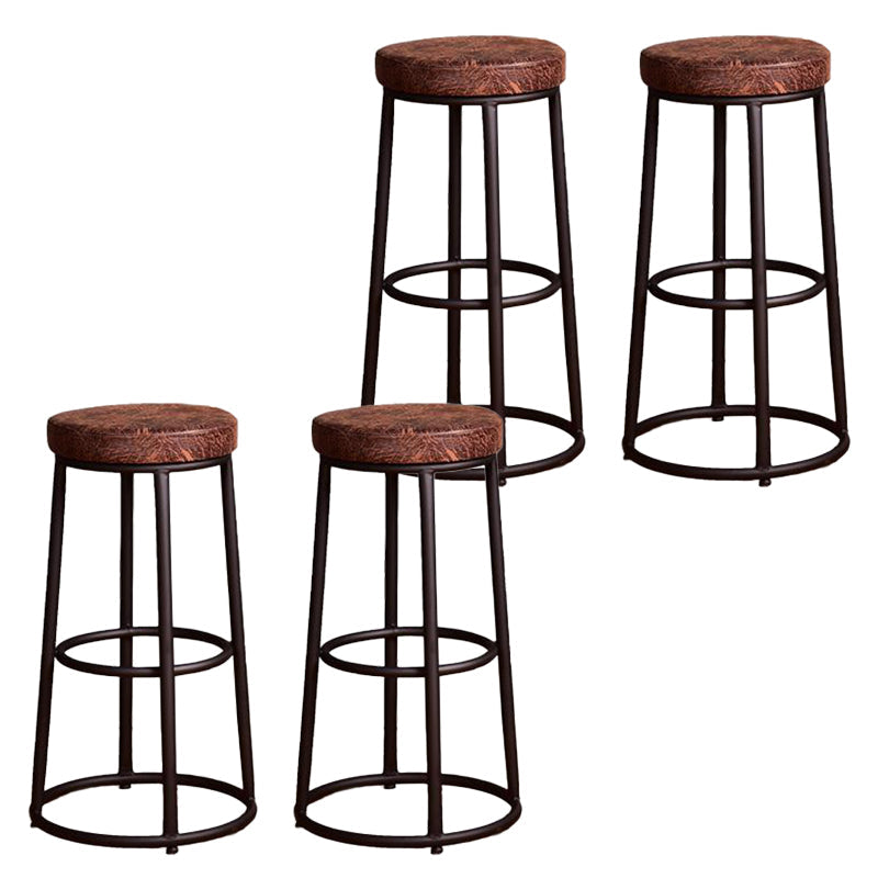 Backless Dining Stool Round Armless Bar Stool with Metal Base 4 Piece Set Upholstered Clearhalo 'Bar Furniture' 'Bar Stools' 'bar_stools' 'furn' 'furn_bar_stools' 'Furniture' 'Kitchen & Dining Furniture' 7419265