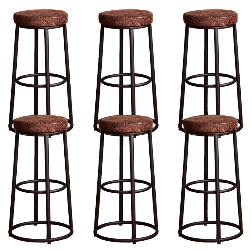 Backless Dining Stool Round Armless Bar Stool with Metal Base 6 Piece Set Upholstered Clearhalo 'Bar Furniture' 'Bar Stools' 'bar_stools' 'furn' 'furn_bar_stools' 'Furniture' 'Kitchen & Dining Furniture' 7419267